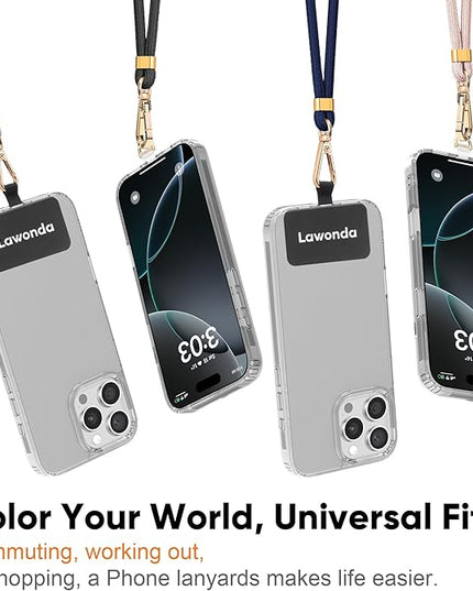 Phone Lanyard Universal Crossbody Cell Phone Strap Anti-Theft Adjustable Neck Lanyard for iPhone 17 Pro Max 2pcs Phone Patchs Tether Pads Dark Grey