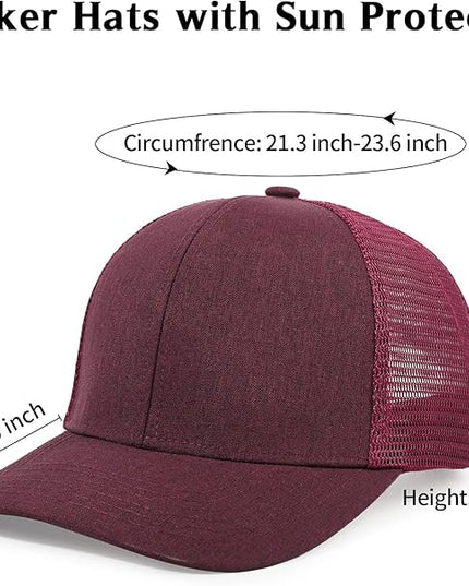 kozinu Unisex Trucker Hats Blank Mesh Snapback Hats Sport Plain Baseball Caps Adjustable Fitted Hat
