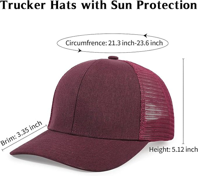 kozinu Unisex Trucker Hats Blank Mesh Snapback Hats Sport Plain Baseball Caps Adjustable Fitted Hat