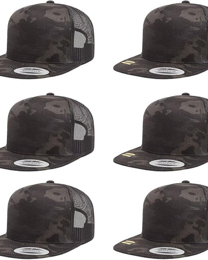 Yupoong 5-Panel YP Classic Trucker Cap | High Profile Flat Visor Snapback | OSFM | Bulk Packs Available
