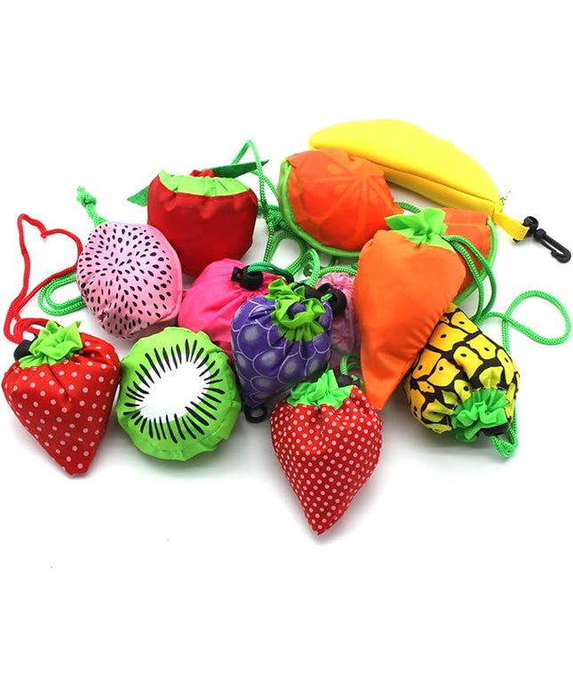10PCS Fruits Reusable Grocery Shopping Tote Bags Folding Pouch Storage Convenient for Travel