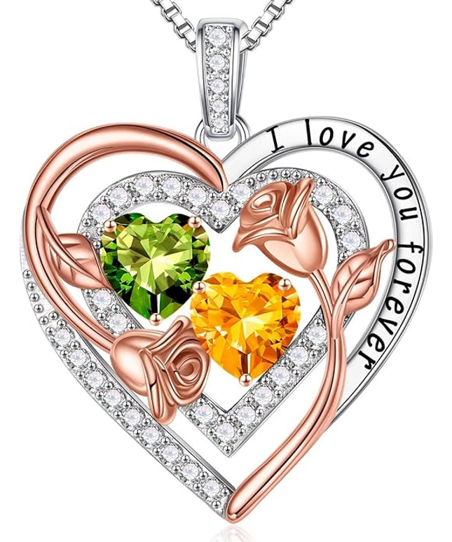 Iefil Christmas Gifts for Women - Sterling Silver Birthstone Necklace Anniversary Birthday Gifts for Her Wife Mom Daughter