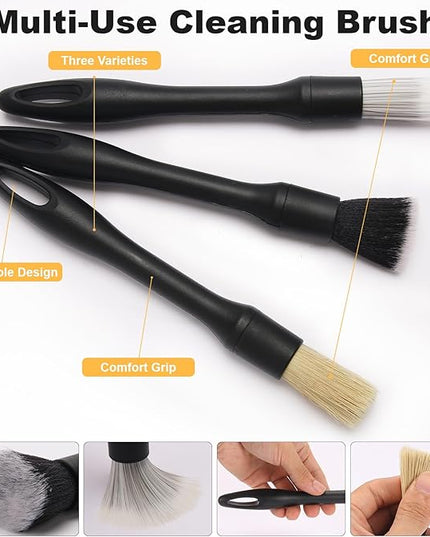 8-Piece Car Interior & Exterior Cleaning Kit - 160g Gel (128% More Than 70g), Boars Hair Brushes, Ultra-Soft Detail Brush, Microfiber Cloths, Duster | for Auto/Truck/SUV