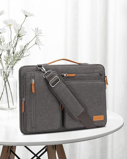 MOSISO 360 Protective Laptop Shoulder Bag,13-13.3 inch Computer Bag Compatible with MacBook, HP, Dell, Lenovo, Asus Notebook,Side Open Messenger Bag with 4 Zipper Pockets&Handle, Taupe Gray