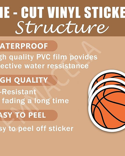 (3PCS) Basketball Stickers – Waterproof Vinyl Decals for Laptops, Water Bottles, Tumblers, Basketball Gift for Player Team and Fan 3" x 3".