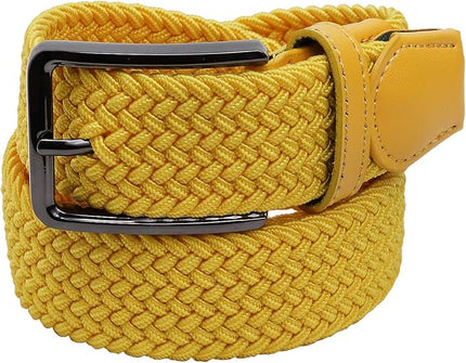 Falari Men Women Multicolored Elastic Stretch Braided Belt Canvas Fabric Woven No Holes Belt