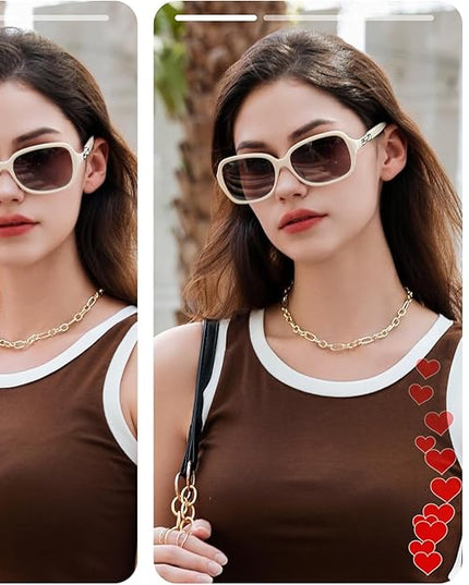 FEISEDY Vintage Square Polarized Sunglasses for Women UV400 Travel Driving Fashion Arcuate Sunglasses B2526