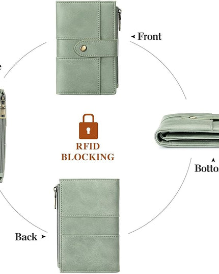 FALAN MULE Small Wallet for Women RIFD Leather Bifold Credit Card Holder with 3 ID Window