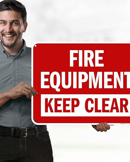 Fire Equipment Keep Clear Sign, 18x24 Inches, 55 mil thick HDPS (high density polystyrene), Made in USA by My Sign Center