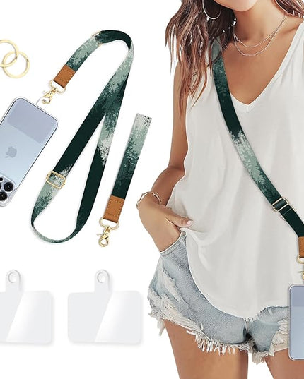 Phone Lanyard Crossbody Wrist Strap, Forest Tree Cell Phone Lanyards for Around the Neck Wristlet Shoulder, Adjustable Strap for Car Keys Keychain Wallet ID Badge
