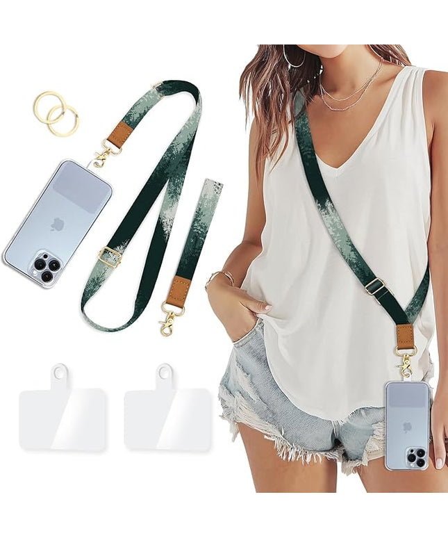 Phone Lanyard Crossbody Wrist Strap, Forest Tree Cell Phone Lanyards for Around the Neck Wristlet Shoulder, Adjustable Strap for Car Keys Keychain Wallet ID Badge