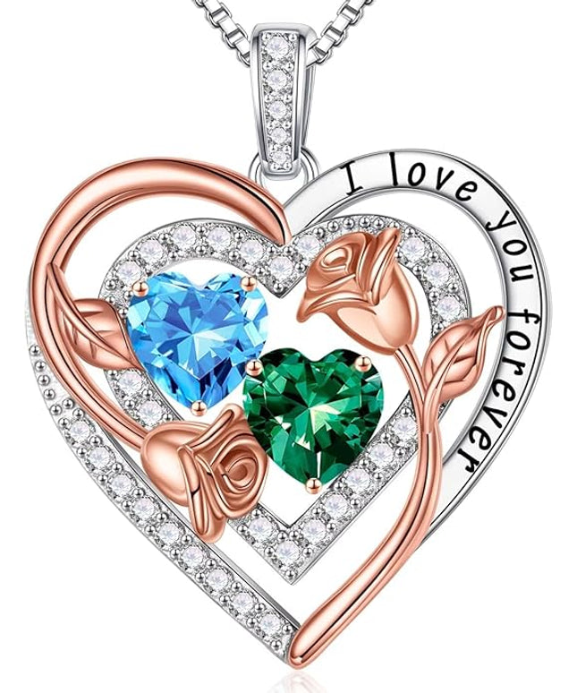 Iefil Christmas Gifts for Women - Sterling Silver Birthstone Necklace Anniversary Birthday Gifts for Her Wife Mom Daughter