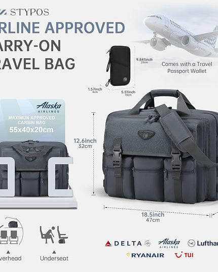 Large Tactical Laptop Bag for Men, Military 17.3 Inch Computer Bag Briefcase with Passport Wallet, Carry on Messenger Bag