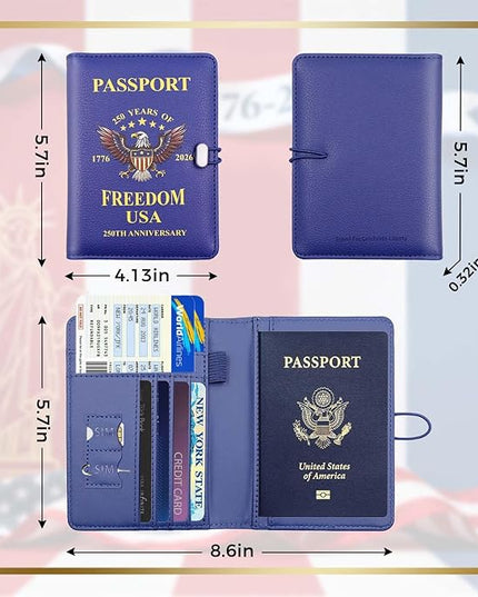 Melsbrinna Premium Leather Passport Holder Covers Case, Waterproof Rfid Blocking Travel Wallet Passport Holder with Pen Holder, Cute Passport Book for Women/Men