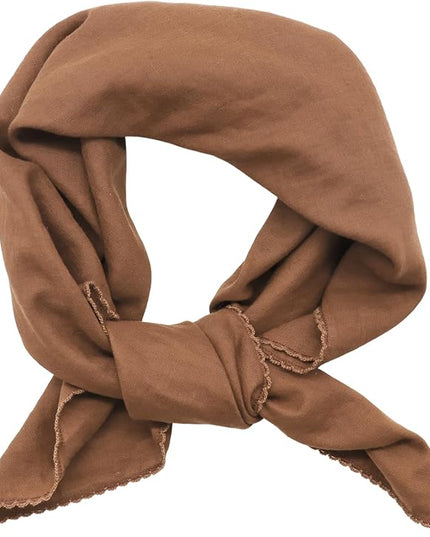 27" Cotton Hair Bandana for Women, Ladies Solid Color Neck Scarf Women's Square Scarves for Beach Dating Leisure