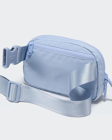 Pander Two Way Zipper Fanny Pack Nylon Everywhere Belt Bag for Women, Water Repellent Waist Packs, Crossbody Bags with Adjustable Strap (Windmill Blue).