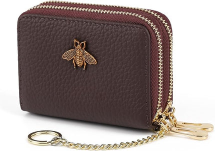 imeetu RFID Credit Card Holder, Small Leather Zipper Card Case Wallet for Women