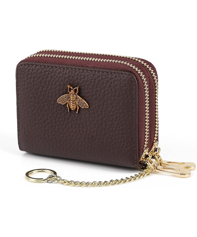imeetu RFID Credit Card Holder, Small Leather Zipper Card Case Wallet for Women