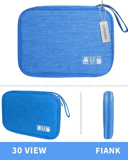 Electronics Travel Organizer,Portable Waterproof Electronic Travel Storage Bag for Small Charging Cord Storage,Charger,Small Electronics,SD Card etc,for Travel,Business -Sky Blue