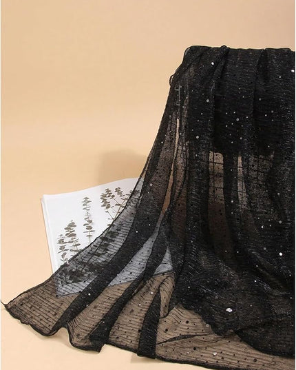 Floerns Women's Sequin Bandana Square Scarf Silk Scarves Mesh Shawl and Wrap for Evening Dresses