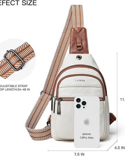 Sling Bag For Women Faux Leather Small Casual Daypack Backpack Fanny Pack Crossbody Chest Bags Purse