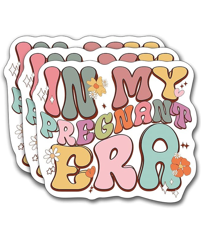 (3Pcs) in My Pregnant Era Sticker, Decal Gifts Decorate Books Laptop Phone Water Bottles Kindles Stickers Tumbler Sticker Waterproof Vinyl Decorate Sticker 3" Inch