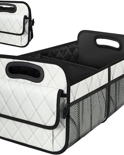 Deosk Car Trunk Organizer for SUV, Car Organizers and Storage with 6 Pocket, Car Accessories for Women/Men 70L Waterproof Polyester Trunk Organizer(Large, Beige)