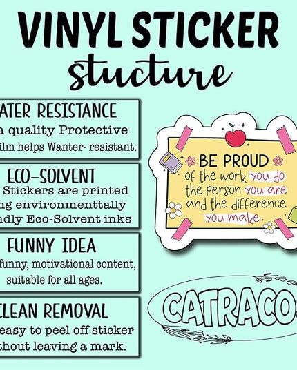 (3Pcs) Be Proud of The Work You Do The Person You are and The Difference You Make Sticker, Decorate Books Laptop Phone Water Bottles Kindles Stickers Tumbler Sticker Waterproof Vinyl Sticker 3" Inch