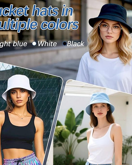 DASSNANE Sublimated Bucket Hats Bulk Solid Color DIY Blank Hat Bucket Hats for Men, Women and Adults