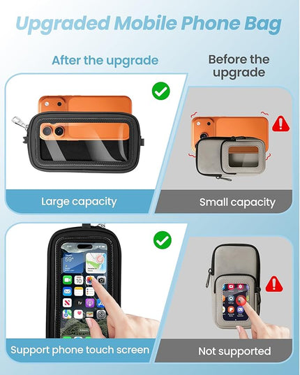 Clip and Go Strap for Phone with Wallet Crossbody, Adjustable Neck Lanyard, Detachable Wristlet Wallet with Zipper Phone Screen ID Window, 2x Tether Tabs Compatibe for iPhone & Most Cellphones Black