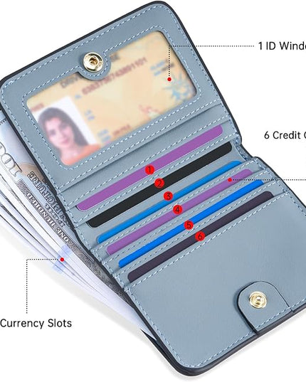 Toughergun Women’s Small Slim Leather Wallet with RFID Protection, Compact Bifold Mini Purse with Clear ID Window