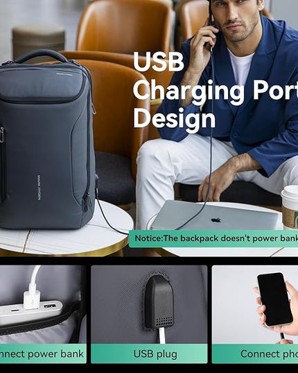 MARK RYDEN Business Backpack for Men, Waterproof High Tech Backpack with Sport Car Shape Design and USB Charging Port, Travel Laptop Backpack Fits 17.3 Inch Notebook