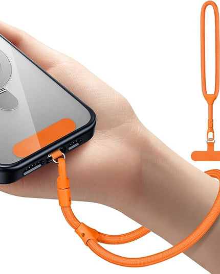 Dadanism Phone Wrist Strap, Universal Adjustable Hand Wrist Strap Lanyard for iPhone 17 and Most Smartphones, Multifunctional Patch Lanyard with Phone Tether Tab for Women and Men, Orange