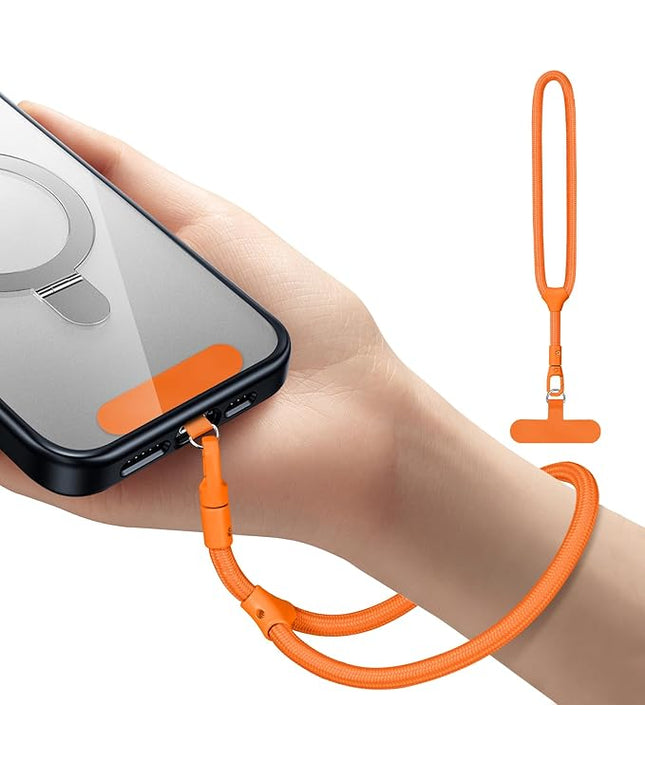 Dadanism Phone Wrist Strap, Universal Adjustable Hand Wrist Strap Lanyard for iPhone 17 and Most Smartphones, Multifunctional Patch Lanyard with Phone Tether Tab for Women and Men, Orange