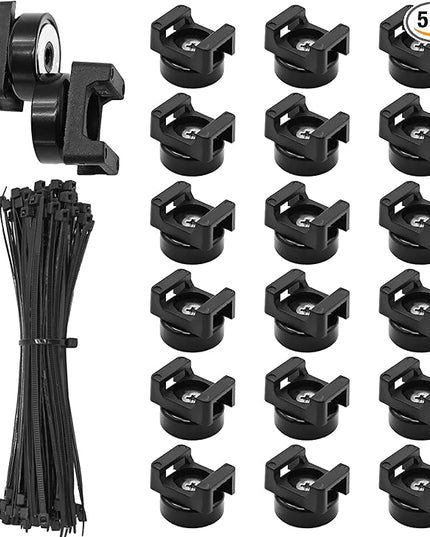 20Pcs Magnetic Zip Tie Mount and 100 Nylon Cable Ties, Magnetic Cable Clips, Multi-purpose Cable Tie Management Base, Office Cable Organizer (22mm)