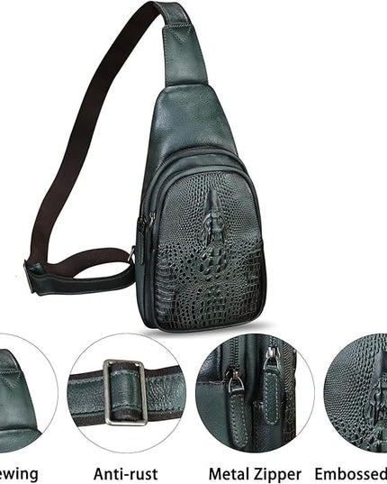 Genuine Leather Silng Bag for Women and Men Real Leather Sling Backpack Chest Purse Shoulder Crossbody Bag