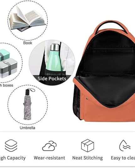 Fashion Burnt Sienna Backpack Lightweight Large Capacity Laptop Daybag for Travel Work