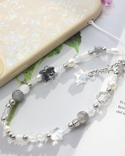 Beaded Camera Wrist Strap, Cute Phone Charms Strap, Pearl Bracelet Wrist Strap, Phone Keychain Decoration for Wallet
