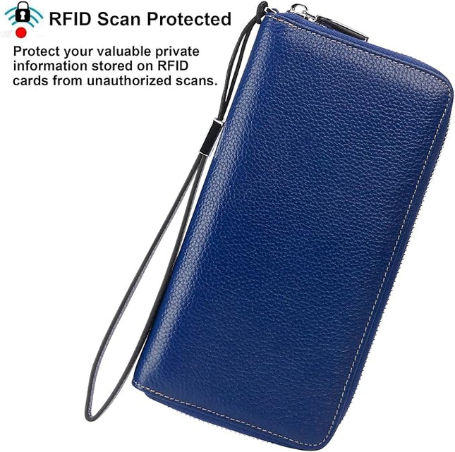 Lavemi Small Compact Women Wallet RFID Blocking Genuine Leather Bifold Purse with ID Windows