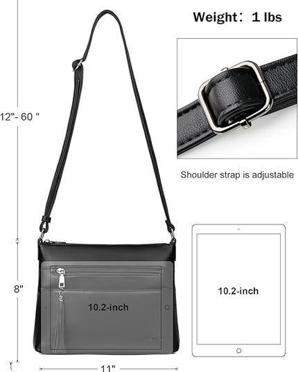 MASINTOR Crossbody Bags for Women, Lightweight Medium Crossbody Purse, Soft Leather Women's Shoulder Handbags with Tassel