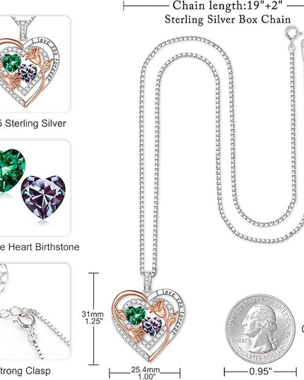 Iefil Christmas Gifts for Women - Sterling Silver Birthstone Necklace Anniversary Birthday Gifts for Her Wife Mom Daughter