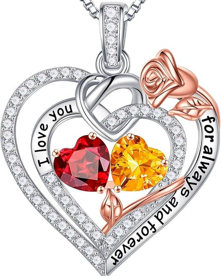 Iefil Christmas Gifts for Wife Women - 925 Sterling Silver Double Birthstone Necklace, Anniversary Birthday Gifts for Women, Jewelry Gift for Wife Girlfriend Mom Her