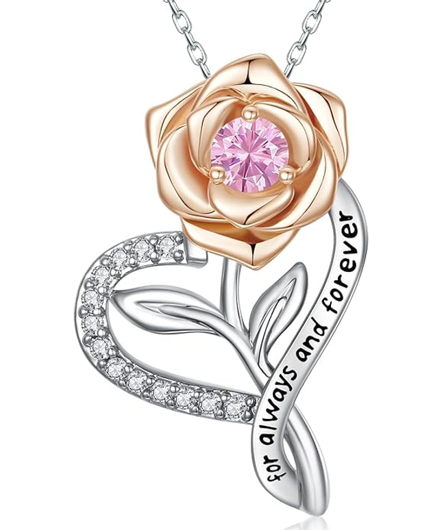 LAVALE Heart Birthstone Necklace for Women, Ideal Anniversary Birthday Gifts for Women Wife Girlfriend Her, Amazing Valentine's day Gift for Mom Women