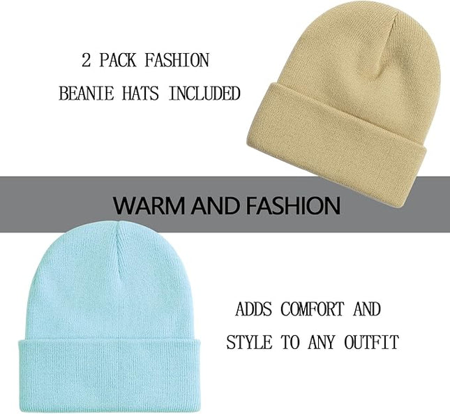 ZOORON 1&2 Pack Beanie for Men Women Slouchy Beanie Hats Winter Knit Caps Soft Ski Hat Unisex