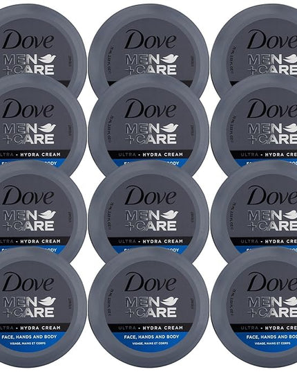 Dove Men+Care Ultra Hydra Cream Lotion, 3-In-1 Advanced Skin Care for Men, Face Cream, Hand & Body Lotion for Dry Skin, 2.53 Fl Oz (Pack of 12)