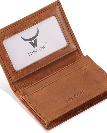 Leather Business Card Case Holder for Men & Women, Italian Calfskin