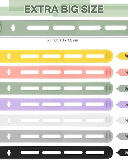 42 Pcs Silicone Cable Ties Reusable Cord Straps Multipurpose Elastic Cable Organizer for Bundling Fastening Earphone Phone Charger Home Office School(Multicolor,5.12 Inch)