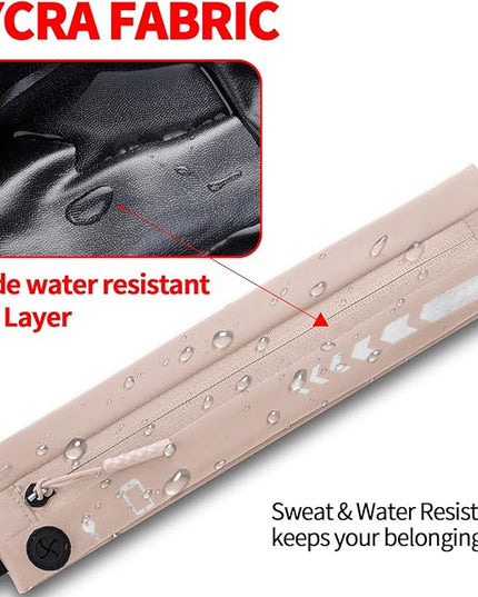 USHAKE Slim Running Belt for Women Men-Runners Phone Holder Fanny Pack, Adjustable, Bounce Free Waist Pouch bag for Workout, Money Belt, Run Gear Accessories Pink