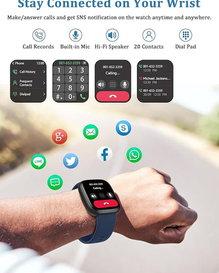 Smart Watch, Alexa Built-in, Answer/Make Calls 44mm Smartwatch Women Men, 1.83" Sports Watch IP68 Waterproof, Heart Rate SpO2 Sleep Stress Monitor, Step Counter Watch for Android & iOS Phone