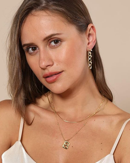 LUCA SMITH Initial Necklaces for Women, Dainty Balloon Bubble Letter, Name Letter Alphabet Pendant Layered Choker Chain Jewelry Gift